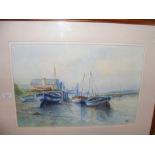 JOHN TUCK - watercolour of estuary scene - 35cm x