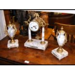 An antique French three piece clock set - 36cm hig