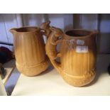 A pair of Sylvac acorn squirrel handled jugs