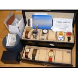 A selection of gents wrist watches including Swatc