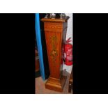 An Edwardian satinwood pedestal with hand painted