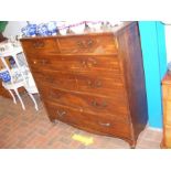 An antique mahogany chest of two short and three l