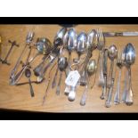 Selection of silver and silver plated flatware