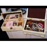 Two boxes of costume jewellery