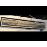 A large panoramic monochrome print of the 'View of