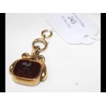 An 18ct gold fob with intaglio seal