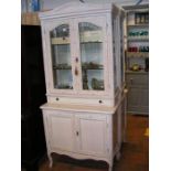 A painted display cabinet with cupboard below - wi