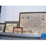 An antique hand coloured map of Wales by Jansson -