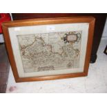 An antique hand coloured map of Berkshire - with w