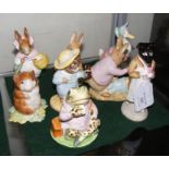 A collection of eight Beatrix Potter figures inclu