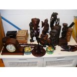 Assorted carved figures and treen