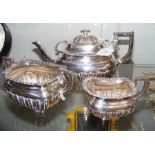 A three piece silver tea set with London hallmark
