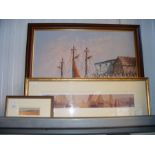 A MARTIN SWAN print of boats leaving Cowes, Isle o