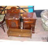 A pot cupboard, coal scuttle and book stand