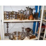 Assorted silver plate and other metal ware - on tw