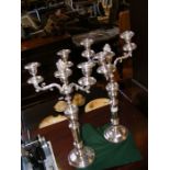 A pair of 48cm high silver plated candelabra