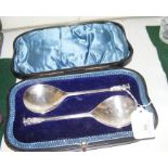 A pair of silver apostle spoons in presentation ca