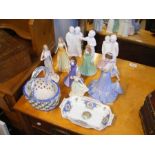 A collection of Coalport and Royal Doulton figurin