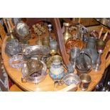 A selection of metal ware - brass, copper,