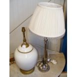 Two table lamps of varying shape and style
