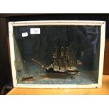 A Victorian diorama of ships at sea