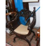 An antique x-frame chair