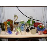 Assorted glass paperweights and other glass