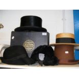 A Lock & Co. top hat with box, a Lincoln Bennett b