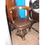 A Victorian ships office swivel chair with cast me