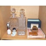 Two cut glass decanters, together with assorted co