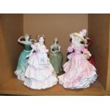 Seven Royal Doulton female figurines
