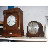 A Benetfink & Co. two train mantel clock in oak ca