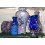 A retro glass vase lustreware vase etc.