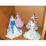 Four Coalport female figurines