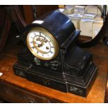 A French slate two train mantel clock