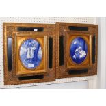 A pair of blue and white ceramic plaque pictures i
