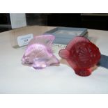 A small Lalique boxed fish ornament and one other