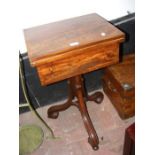 A 19th century mahogany fold over writing table wi