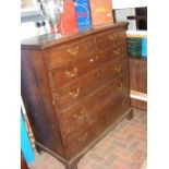 A large 19th century oak chest of two short and fo