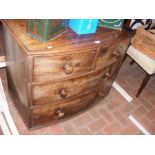 A Victorian mahogany bow front chest of two short