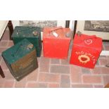 Four vintage petrol cans including Shell-Mex