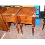 A pair of Victorian mahogany work tables on turned