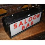 An antique 'Saloon Bar' sign in metal case - 62cm