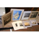 Assorted coloured engravings