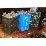 Three vintage petrol cans by Pratts