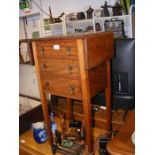 A mahogany drop leaf bedside cabinet with single d