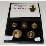 A Britannia 1992 gold coin Proof Set - with Certif