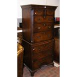 An antique narrow chest on chest - height 170cms,