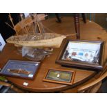 Assorted marine items, including model three maste
