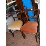 A pair of rosewood Victorian chairs, together with
